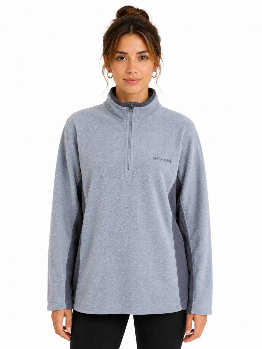 Columbia Women’s Fleece Quarter Zip Pullover Blue Large Soft Cozy